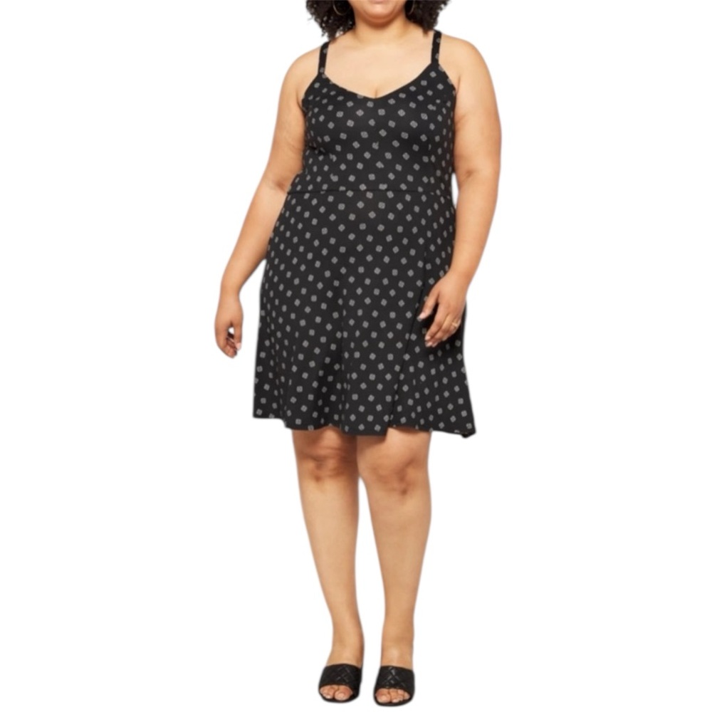 NWT Nine Britton Lizzy Maternity Fit & Flare Dress Plus 2X Black Geometric